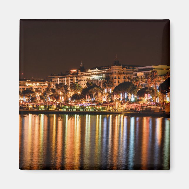 Cannes city center Carlton Hotel at night Magnet (Front)