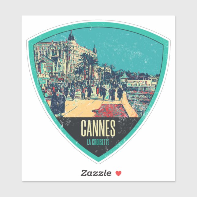 Cannes city France vintage view of croisette Sticker (Sheet)