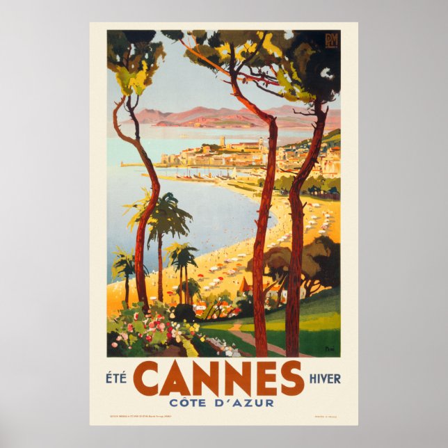 Cannes - Côte d'Azur France Vintage Poster 1935 (Front)