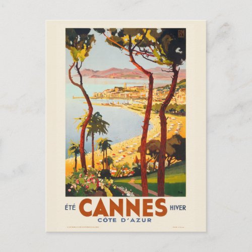 Cannes _ Cte dAzur France Vintage Poster 1935 Postcard