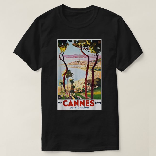 Cannes Côte d'Azur French Riviera Vista Summer Ret T-Shirt (Design Front)
