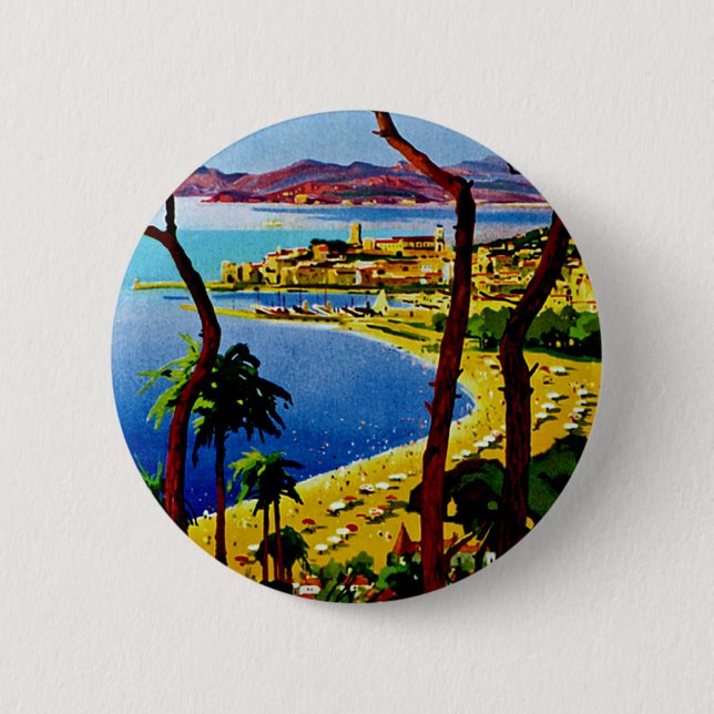 Cannes ~ Cote d'Azur Pinback Button (Front)
