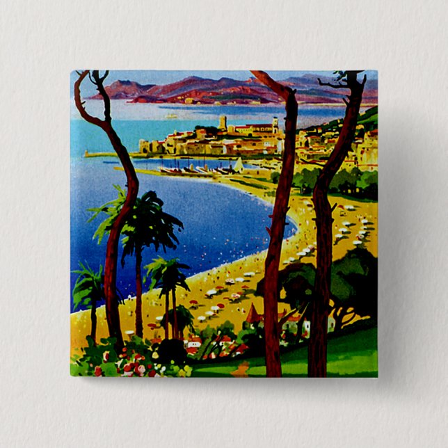 Cannes ~ Cote d'Azur Pinback Button (Front)