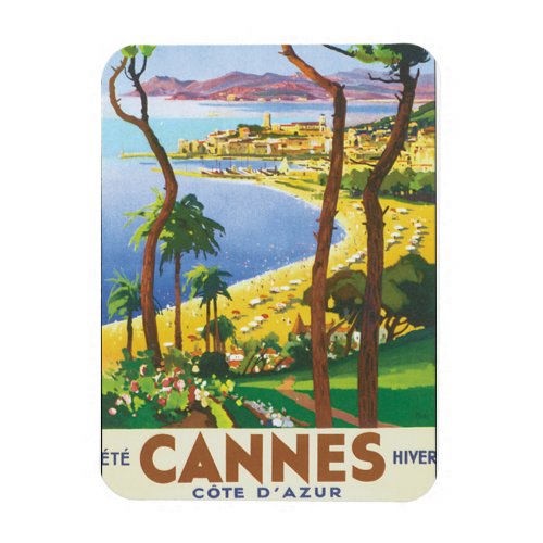 Cannes Cote DAzur Vintage Travel Poster Magnet