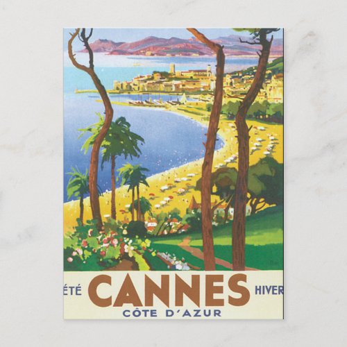 Cannes Cote DAzur Vintage Travel Poster Postcard