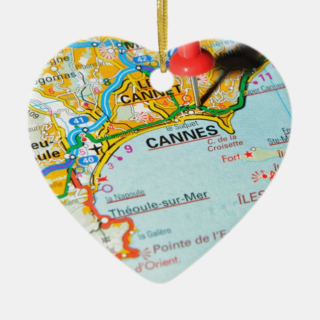 Cannes, France Ceramic Ornament (Front)