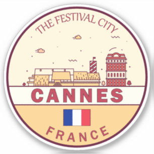 Cannes France City Skyline Emblem Sticker