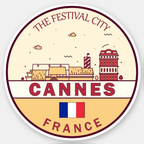 Cannes France City Skyline Emblem Sticker