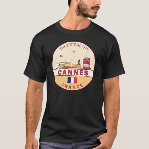 Cannes France City Skyline Emblem T_Shirt