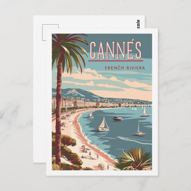 Cannes France Vintage Famous Travel Place  Postcard (Front/Back)