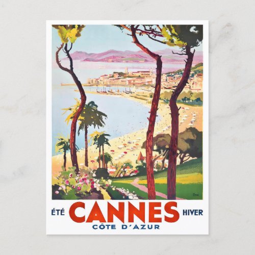 Cannes France vintage travel Postcard