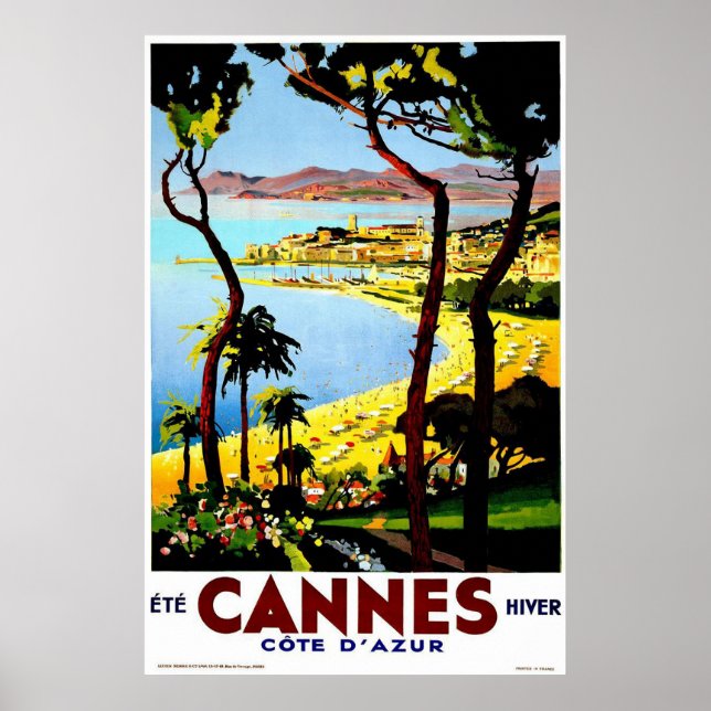 Cannes, France Vintage Travel Poster (Front)