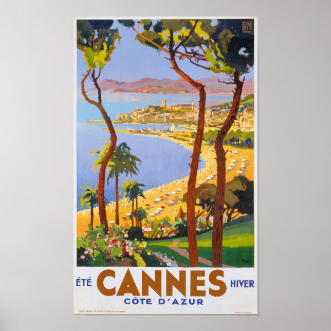 Cannes Vintage Travel Poster (Front)