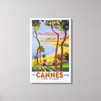 Cannes Vintage Travel Poster Canvas Print