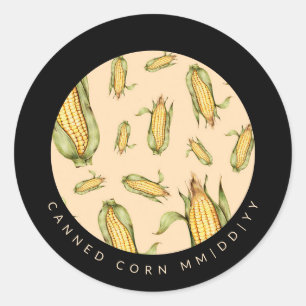 Canning Canned Corn Date Corn on the Cob Classic Round Sticker