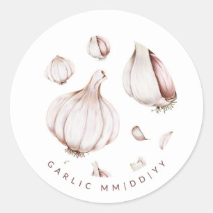 Canning Date Garlic Classic Round Sticker