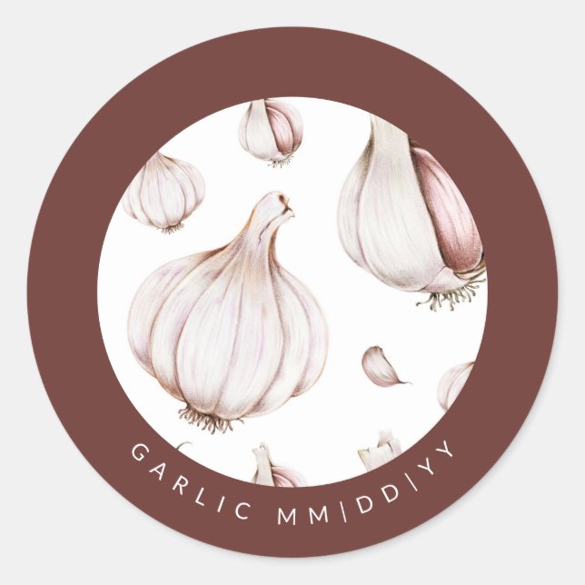 Canning | Date | Garlic Classic Round Sticker (Front)