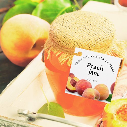 Canning Homemade Peach Jam and Ingredients Jar Tag