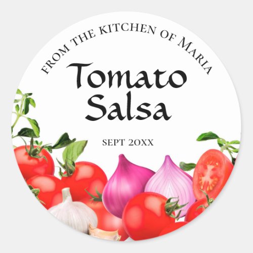 Canning Round Label Tomato Salsa Homemade Preserve