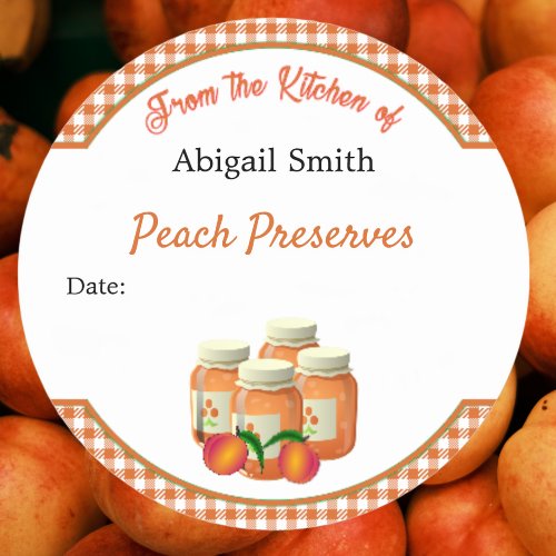 Canning Sticker Peach Gingham
