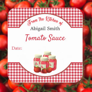 Canning Tomatoes and Gingham Square Sticker