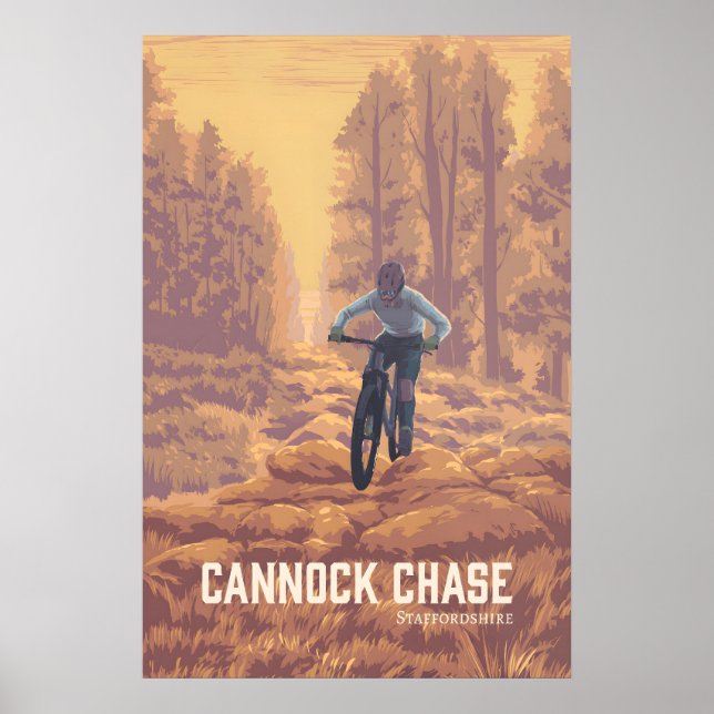 Cannock Chase Mountain Biking Travel Poster (Front)