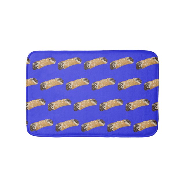 Cannoli (Bright Blue Background) Bath Mat (Front)