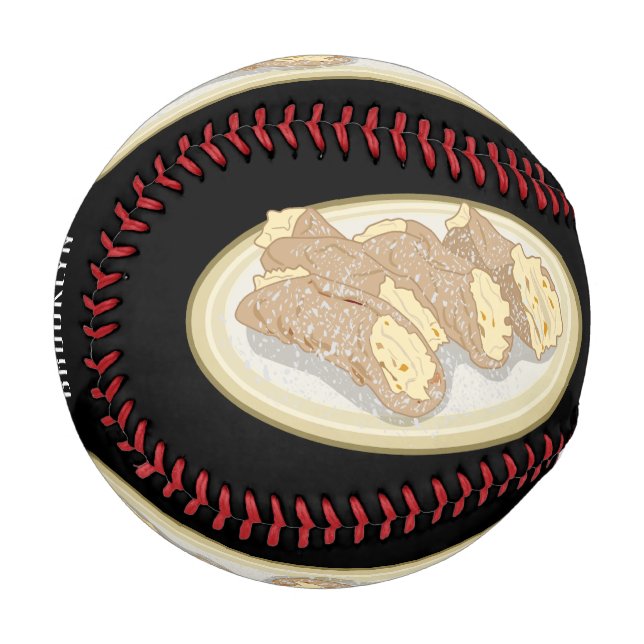 Cannoli cartoon illustration  baseball (Front Left)