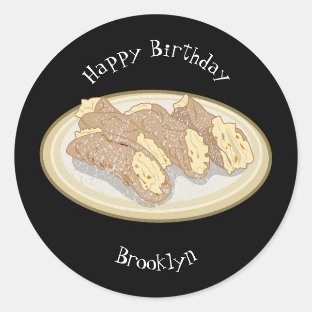 Cannoli cartoon illustration classic round sticker (Front)