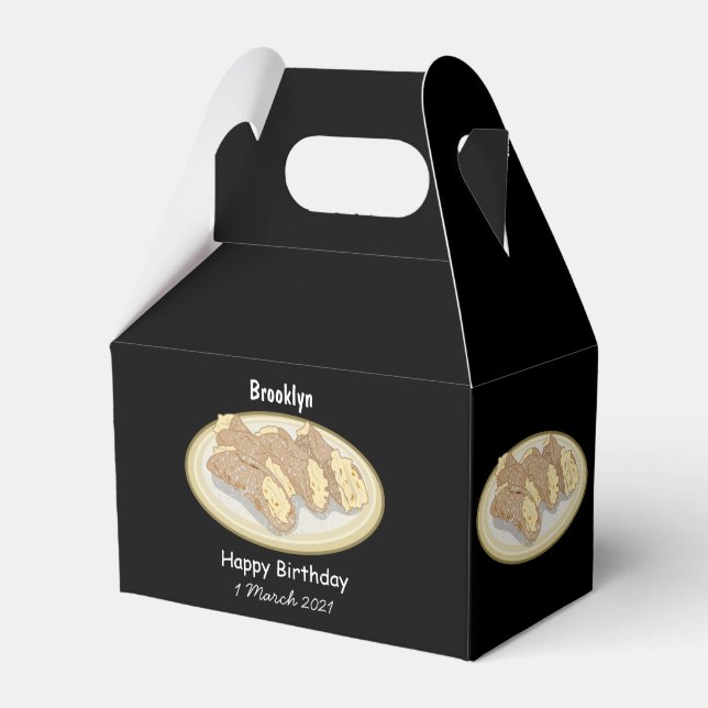 Cannoli cartoon illustration  favor boxes (Front Side)