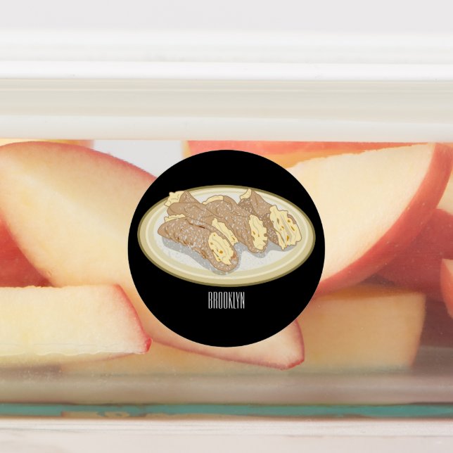 Cannoli cartoon illustration  labels (Affixed)