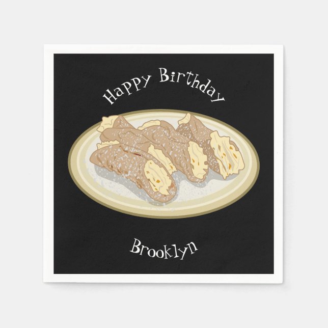 Cannoli cartoon illustration napkins (Front)