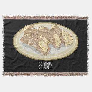 Cannoli cartoon illustration throw blanket