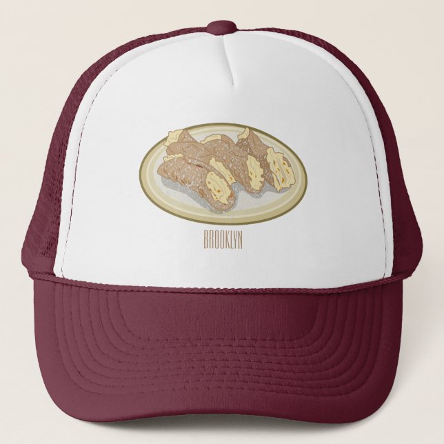 Cannoli cartoon illustration trucker hat (Front)