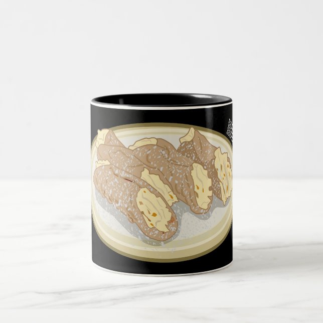 Cannoli cartoon illustration  Two-Tone coffee mug (Center)