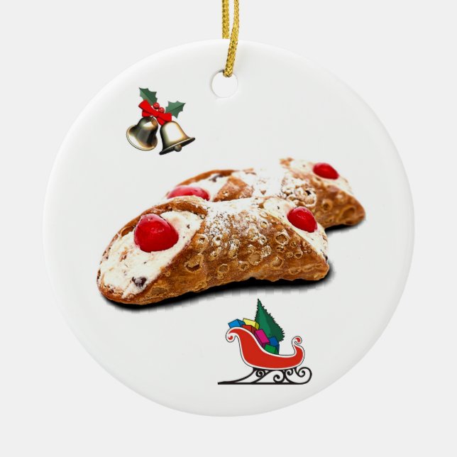 Cannoli Ceramic Ornament (Front)