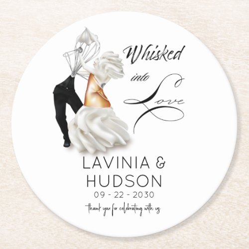 Cannoli Whisk First Dance Funny Wedding Round Paper Coaster