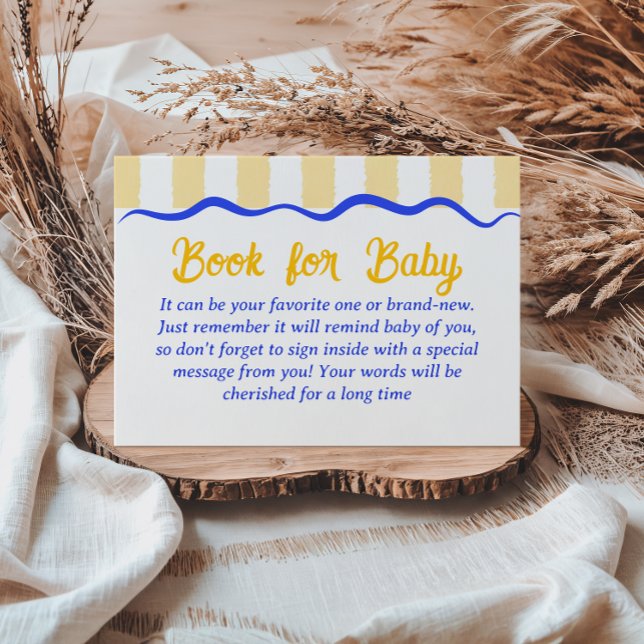 Cannoli Yellow Blue Italian Book For Baby Shower Enclosure Card (Creator Uploaded)