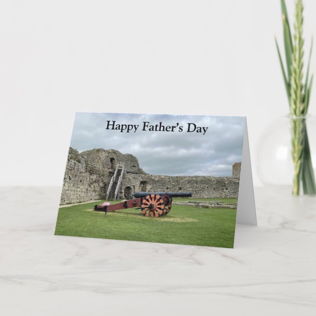 Cannon at Pevensy Castle Editable Father’s Day Car Card (Front)