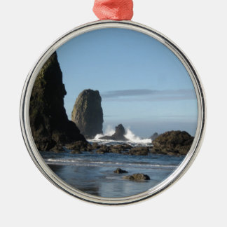 Cannon Beach and Haystack Rock wrapping paper Metal Ornament