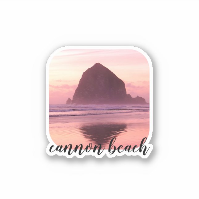 Cannon Beach Custom Pink Sunset Sticker (Front)