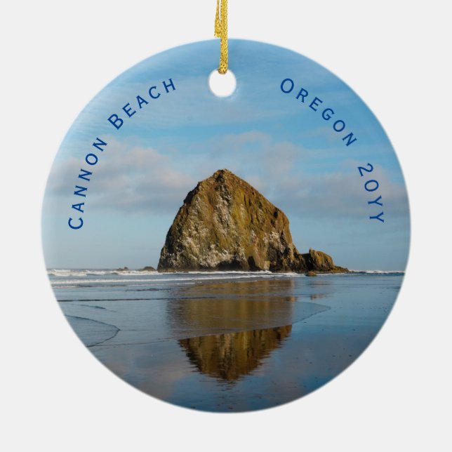 Cannon Beach Dated Christmas Ceramic Ornament (Back)