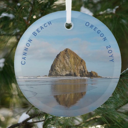 Cannon Beach Dated Christmas Glass Ornament