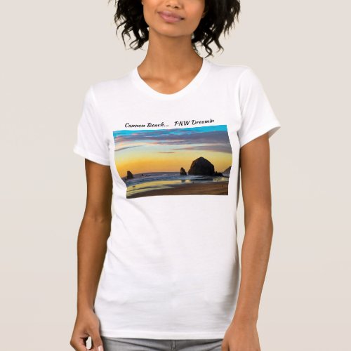 Cannon Beach _ Haystack Rock at sunset T_Shirt
