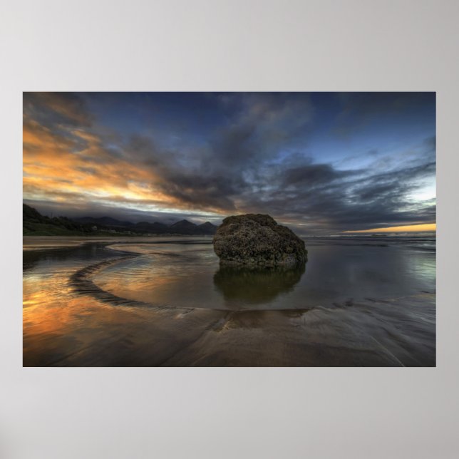 Cannon Beach Low Tide in Oregon Pacific Ocean Poster (Front)