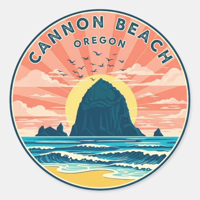 Cannon Beach Oregon Classic Round Sticker (Front)