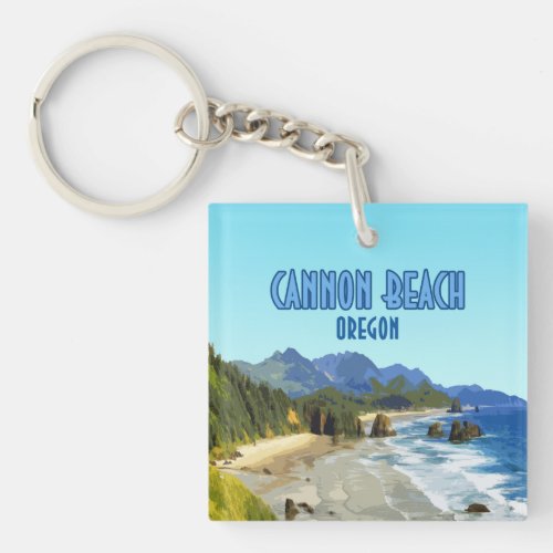 Cannon Beach Oregon Coast Vintage Keychain