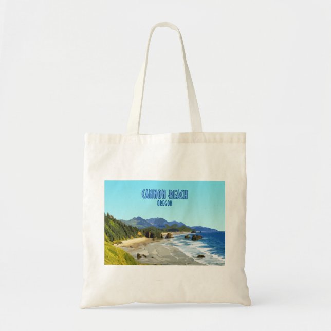 Cannon Beach Oregon Coast Vintage Tote Bag (Front)