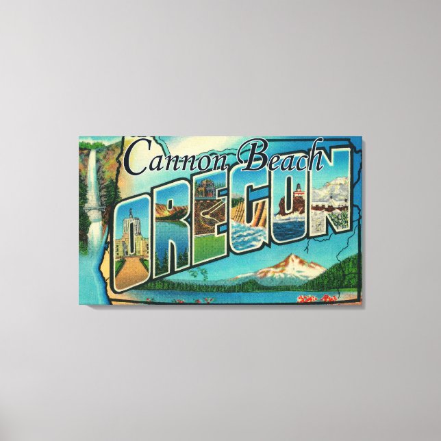 Cannon Beach, Oregon - Large Letter Scenes Canvas Print (Front)