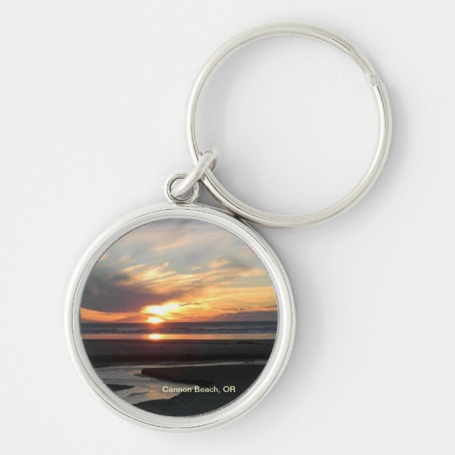 Cannon Beach, Oregon Sunset Keychain (Front)